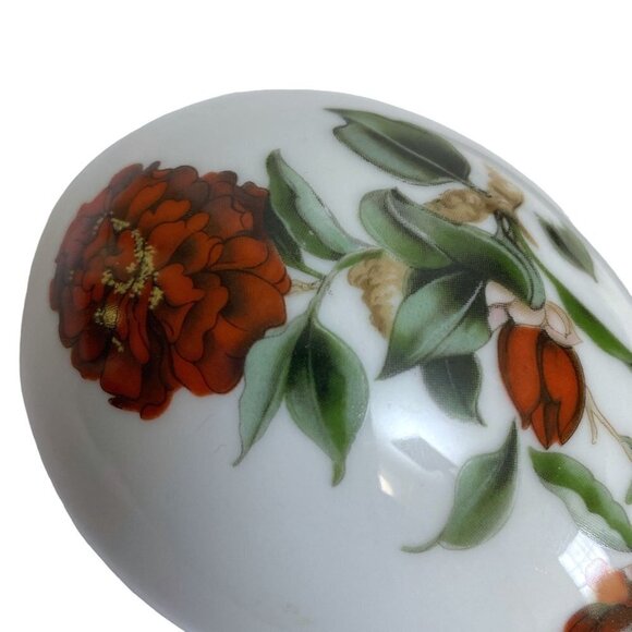Limoges Porcelain Box Rochard France Red Poppies Egg Shape Trinket Box - Picture 9 of 15